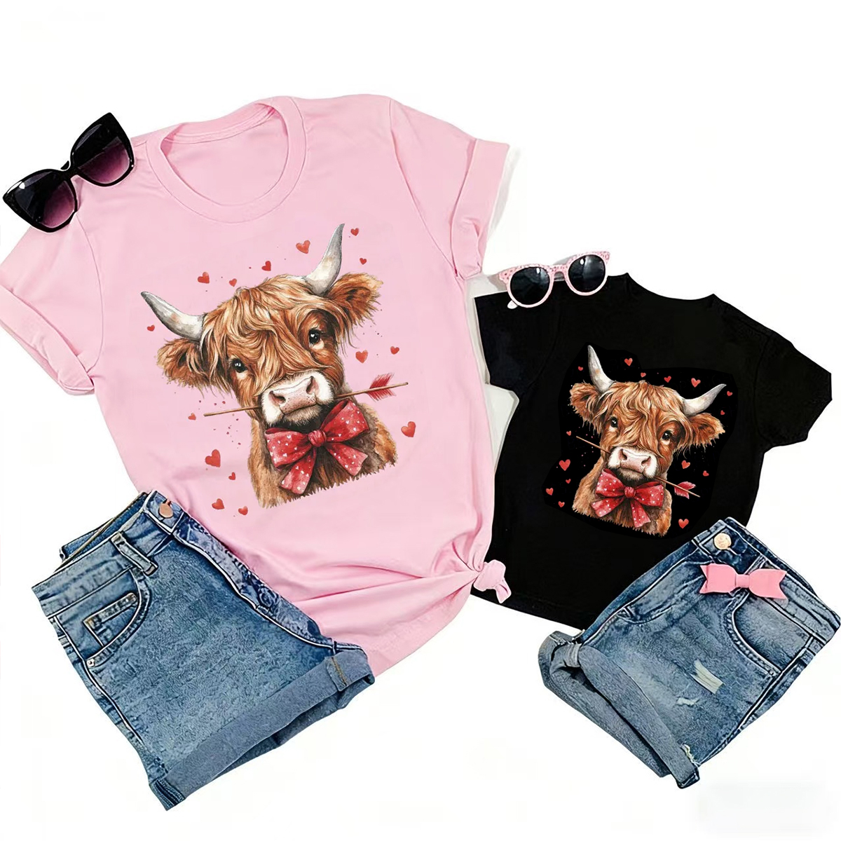 Highland Cow Valentine's Day Family Shirt