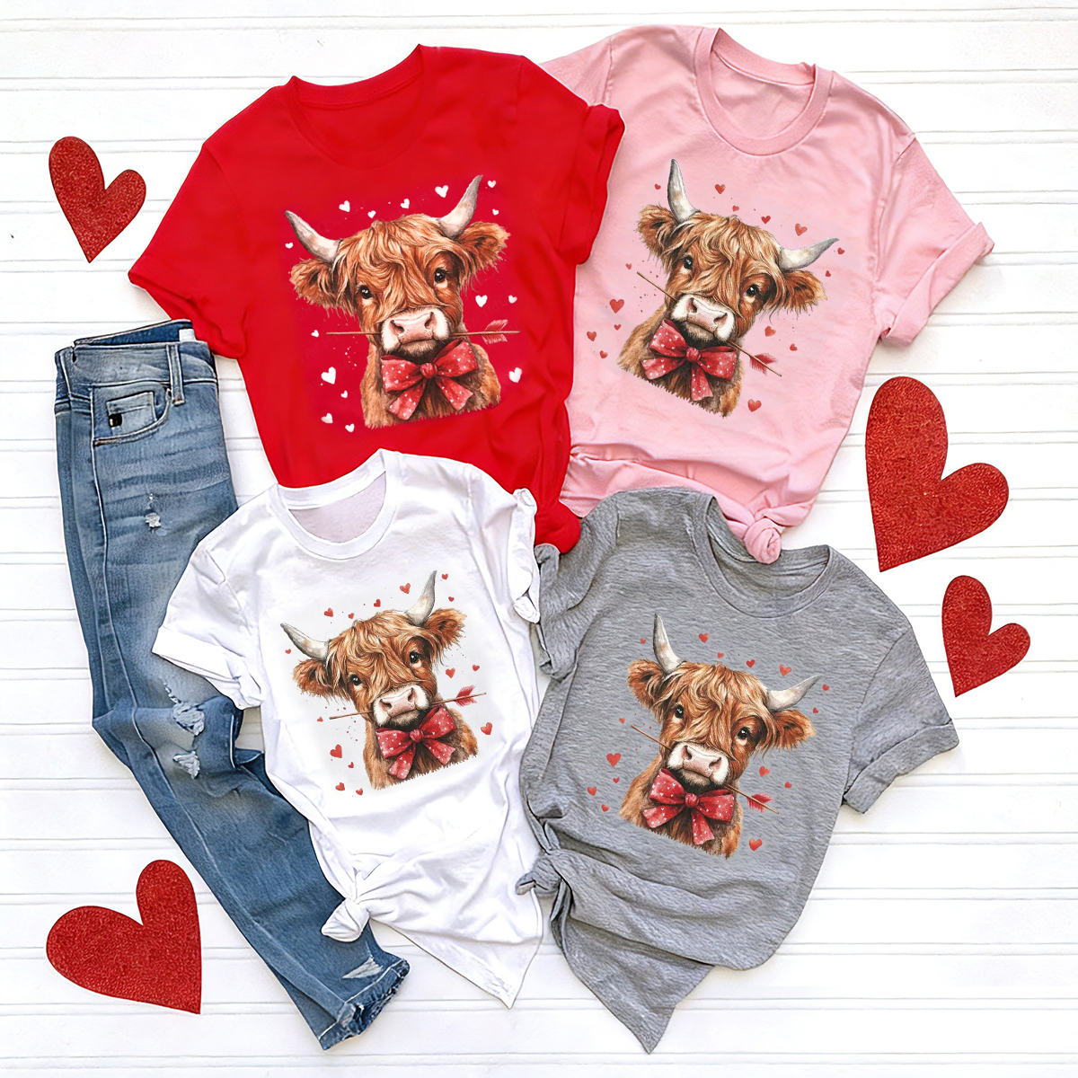 Highland Cow Valentine's Day Family Shirt