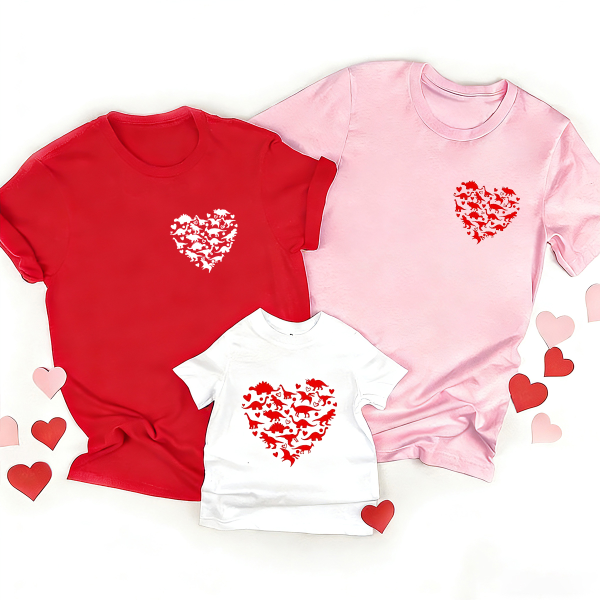 Love Dinosaurs Valentine's Day Family Matching Shirts