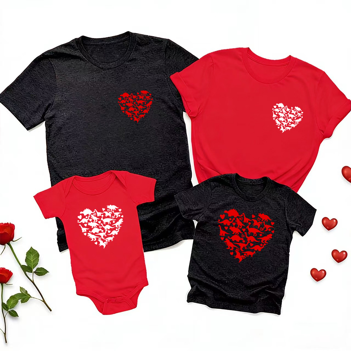 Love Dinosaurs Valentine's Day Family Matching Shirts
