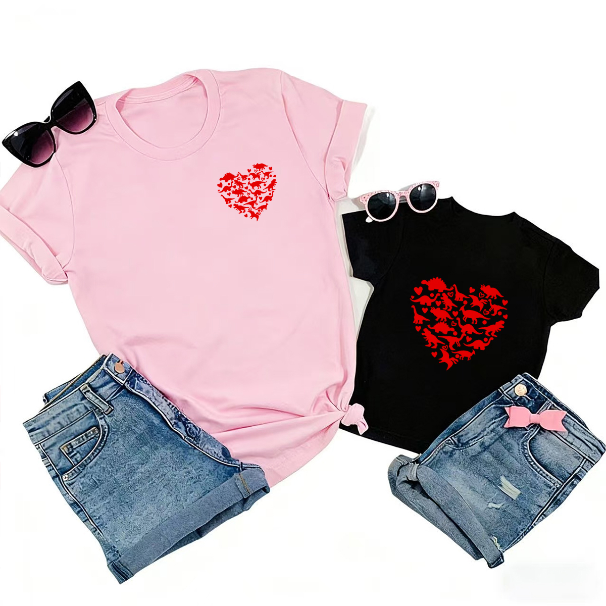 Love Dinosaurs Valentine's Day Family Matching Shirts