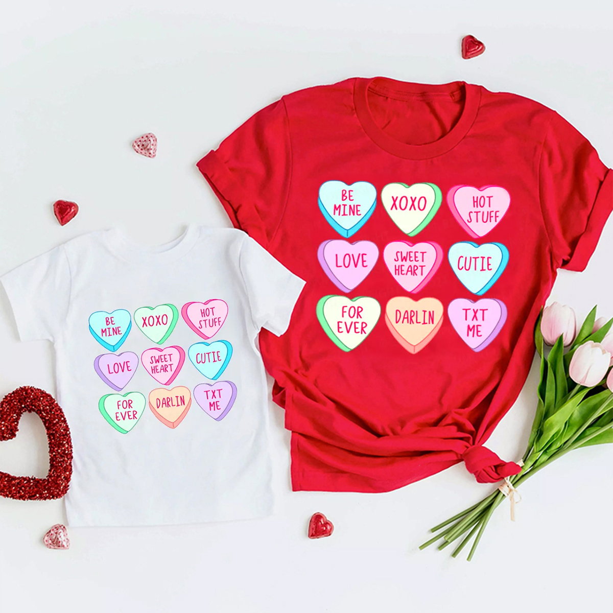 Candy Hearts Valentine's Day Gift Family Matching Shirts