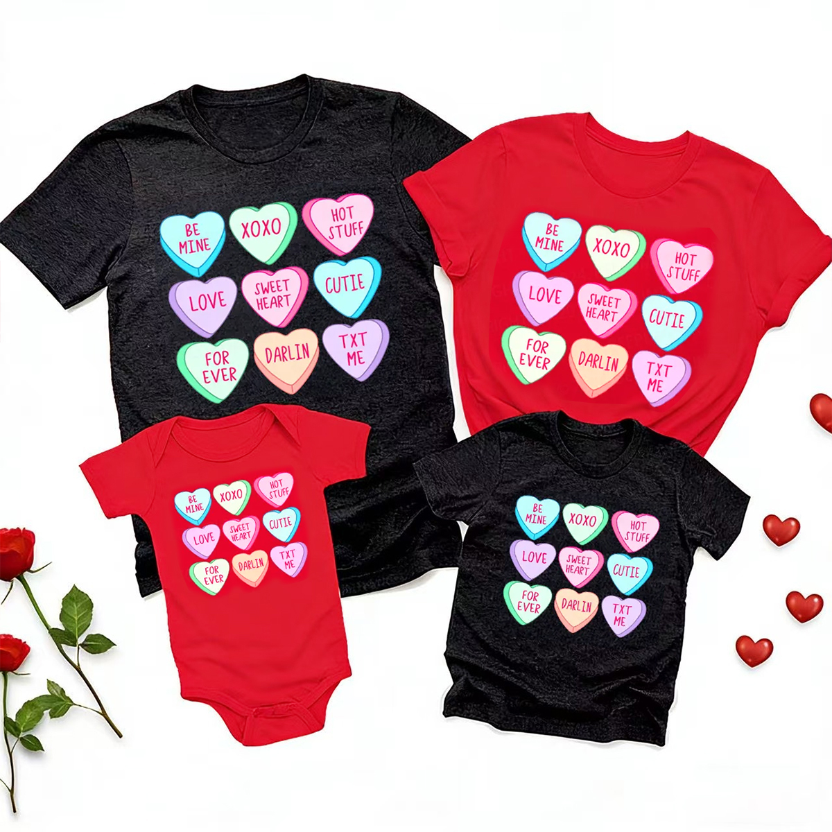 Candy Hearts Valentine's Day Gift Family Matching Shirts