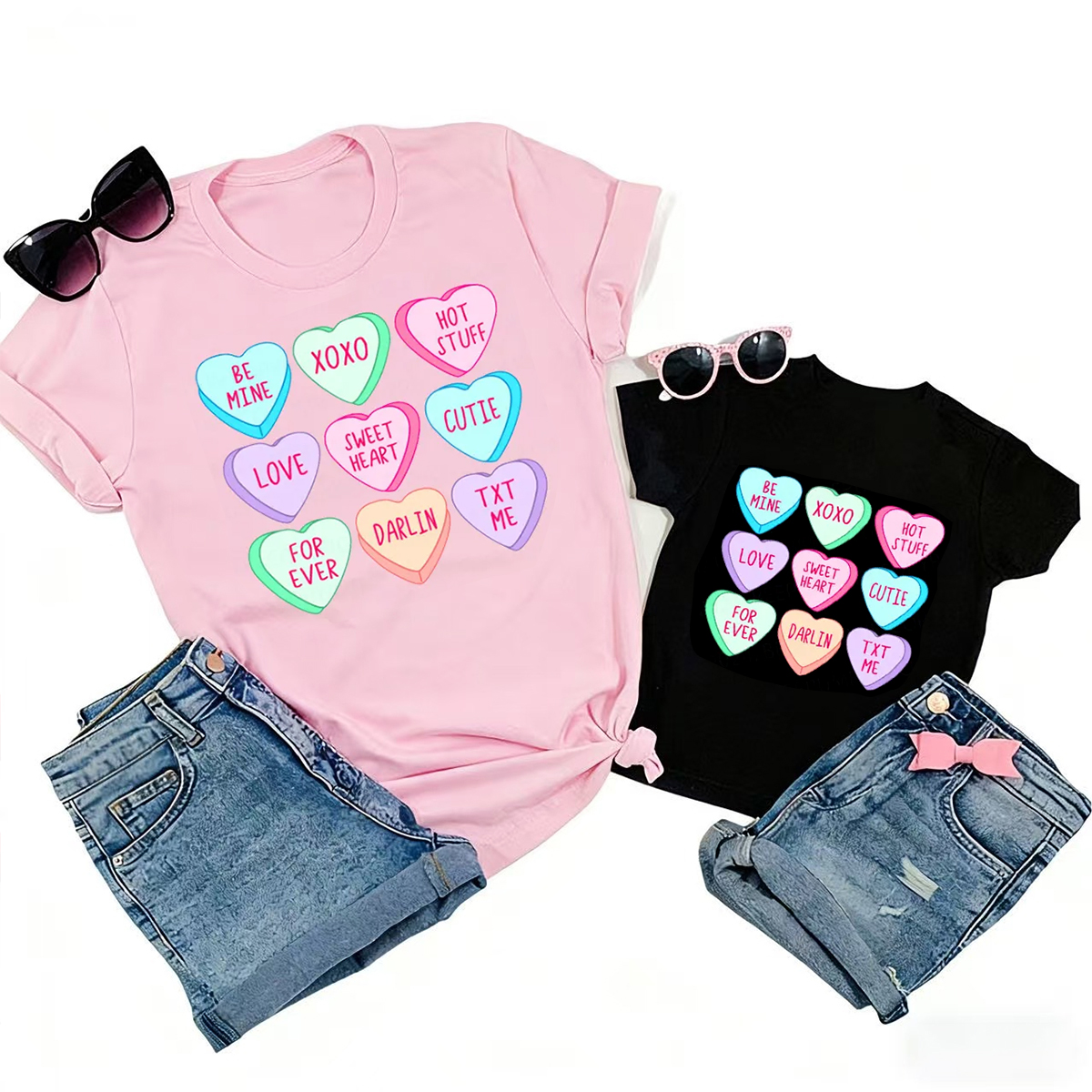 Candy Hearts Valentine's Day Gift Family Matching Shirts