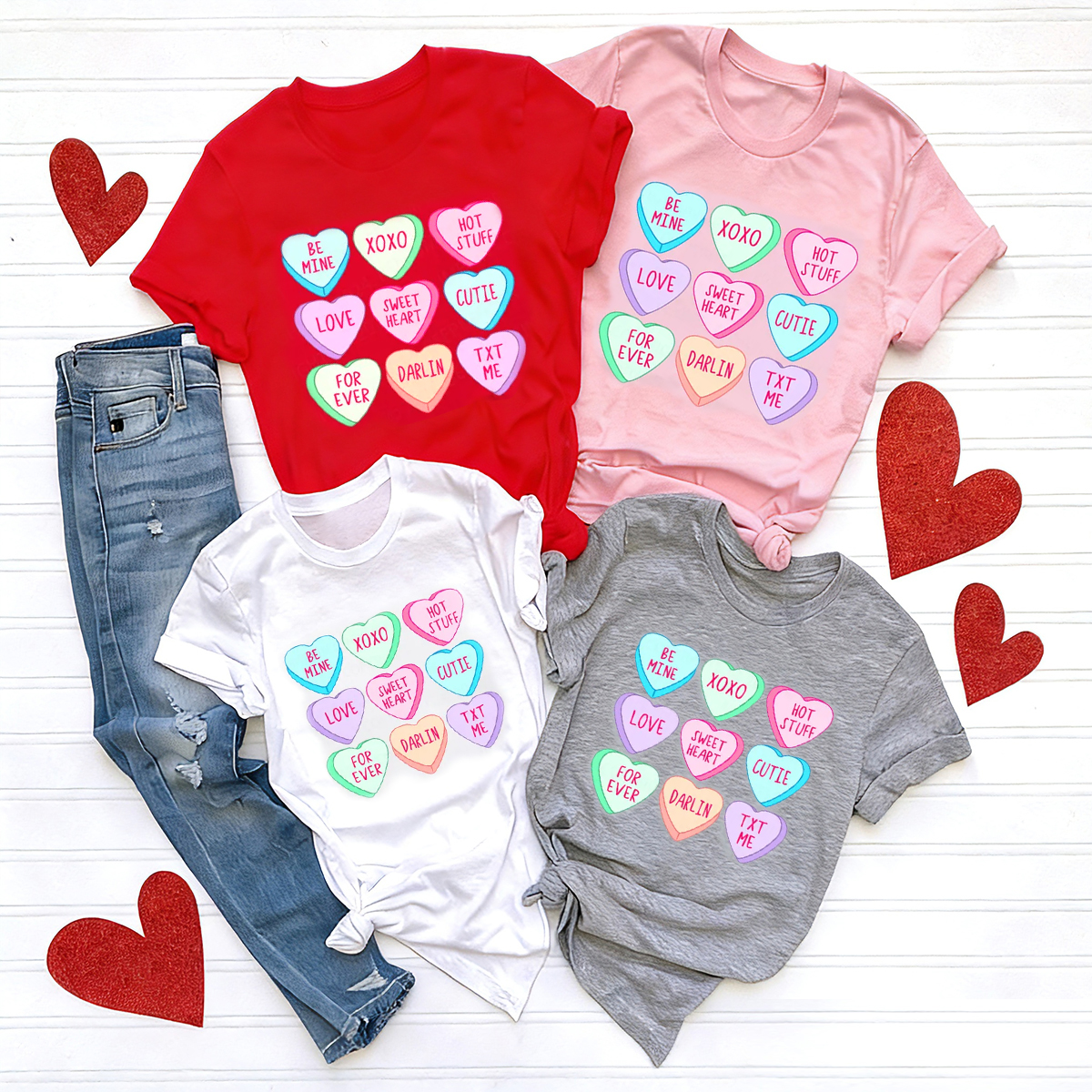Candy Hearts Valentine's Day Gift Family Matching Shirts