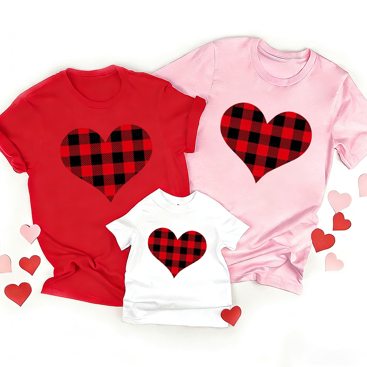 Buffalo Plaid Valentine's Day Family Matching Shirts