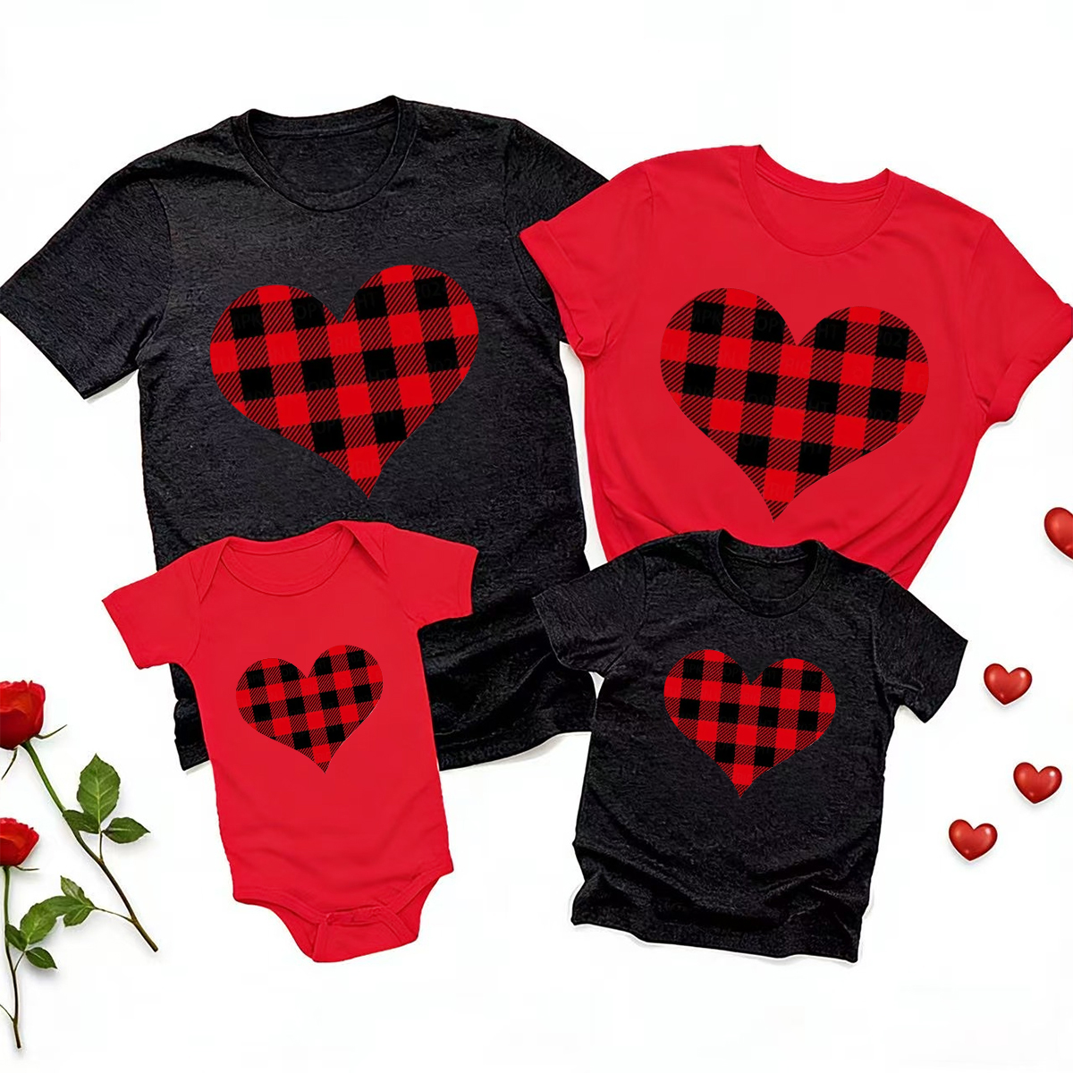 Buffalo Plaid Valentine's Day Family Matching Shirts