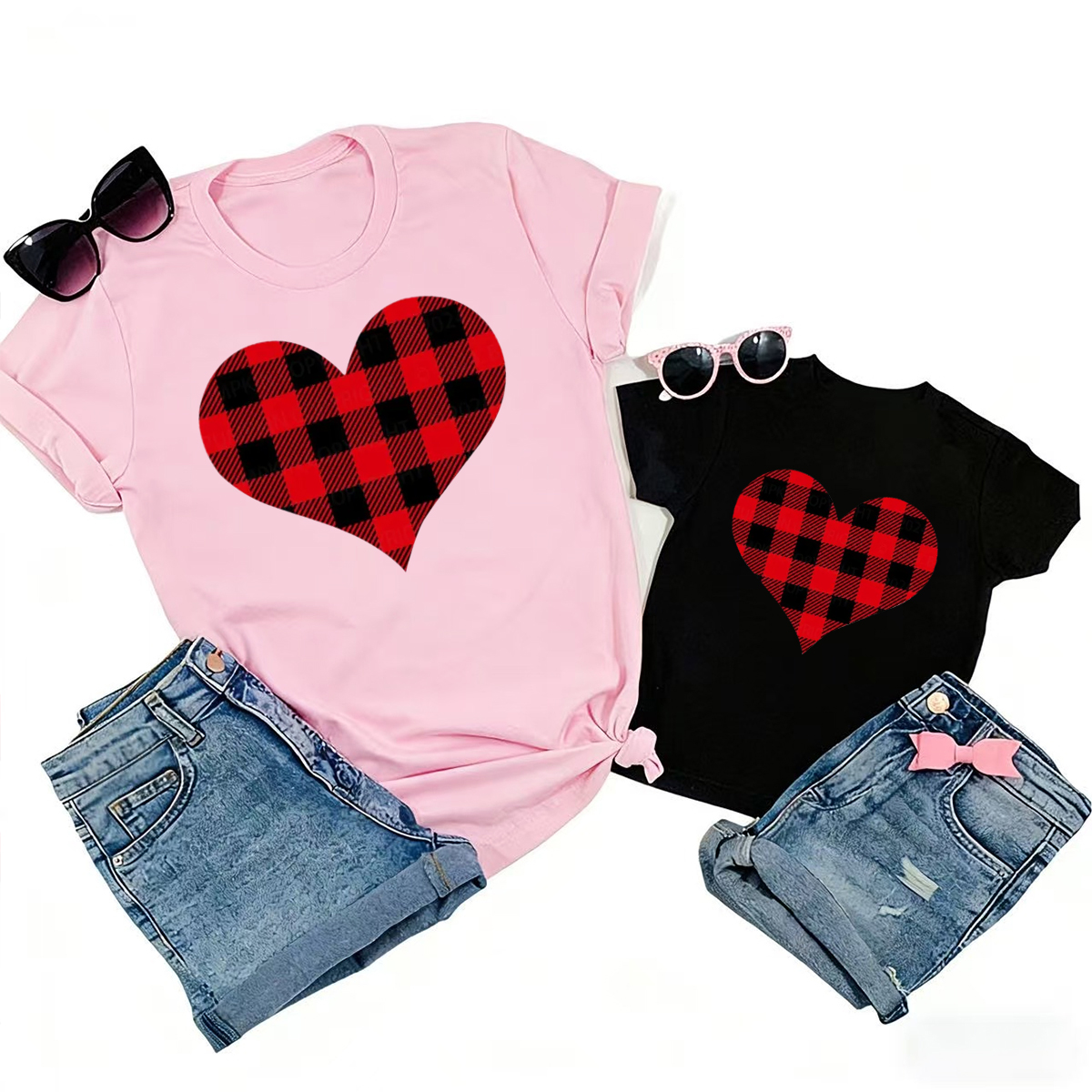 Buffalo Plaid Valentine's Day Family Matching Shirts