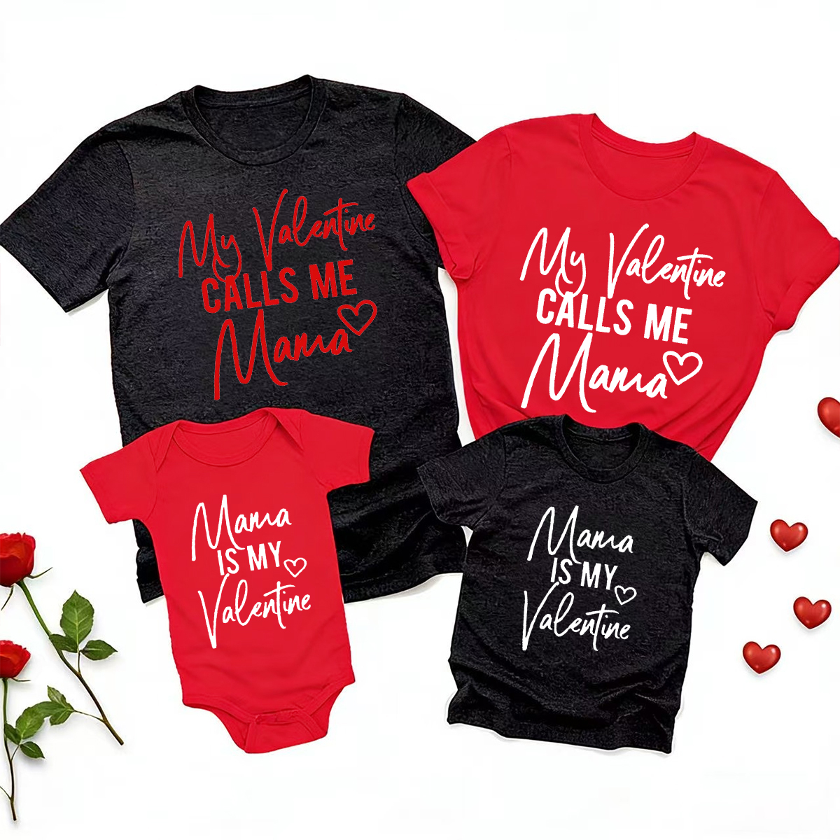 My Valentine Calls Me Mama Matching Mommy and Me Shirts