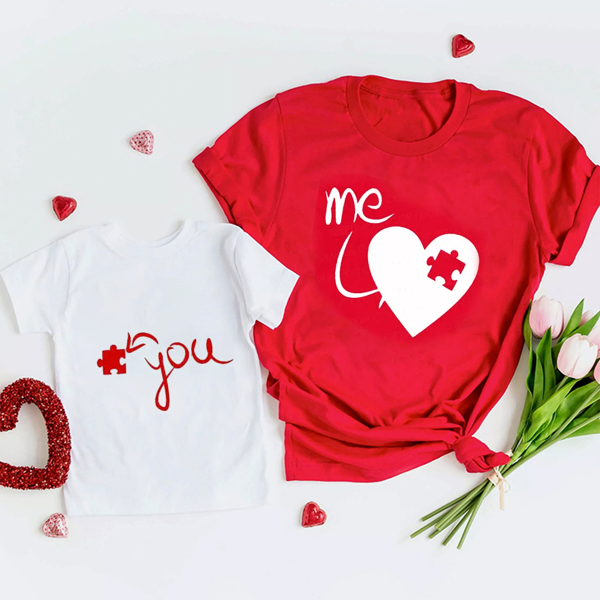 Heart Puzzle Valentine's Family Matching Shirts