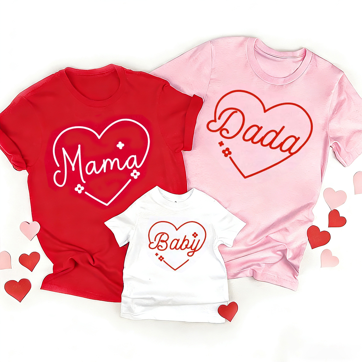 Flower Heart Valentine's Day Family Matching Shirts