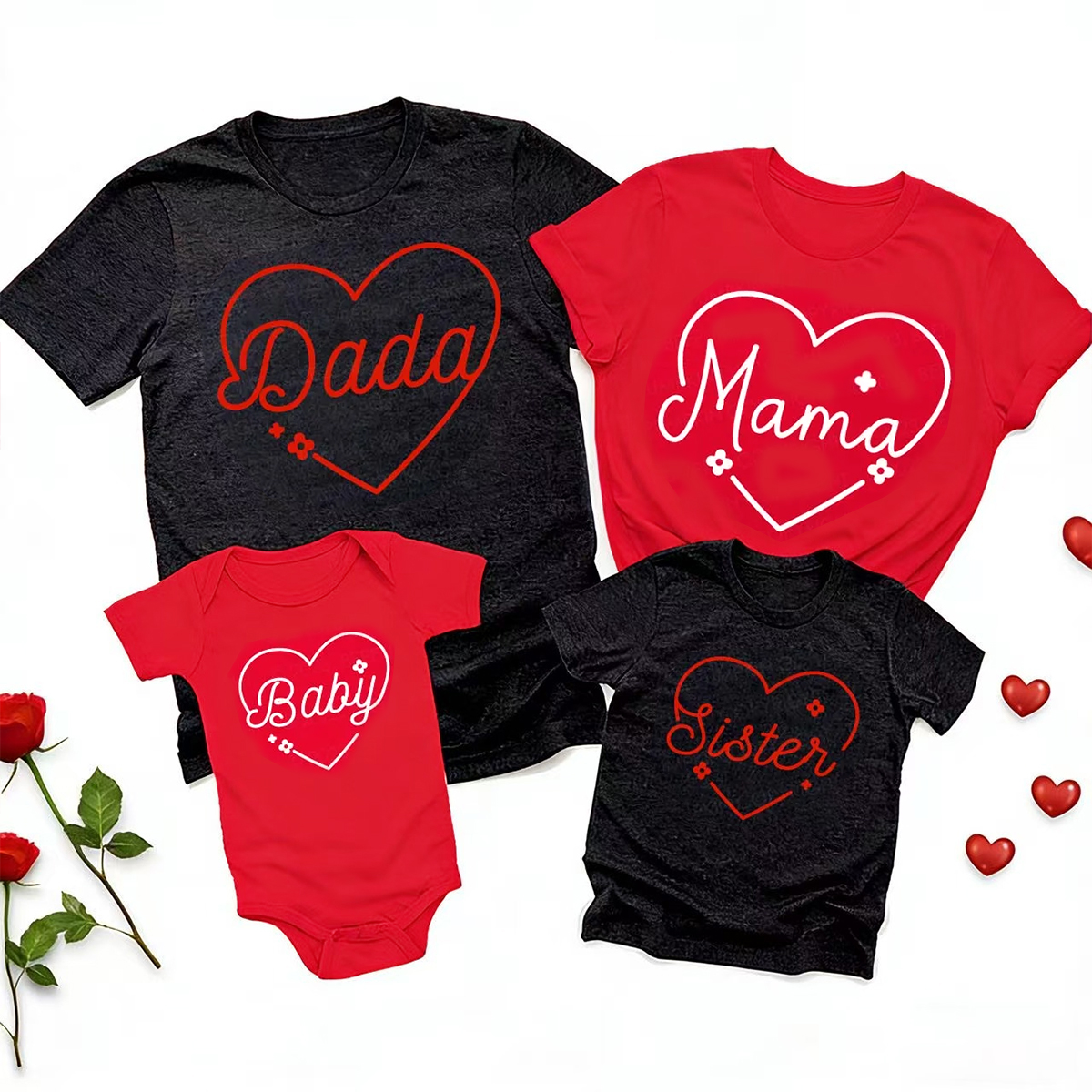 Flower Heart Valentine's Day Family Matching Shirts