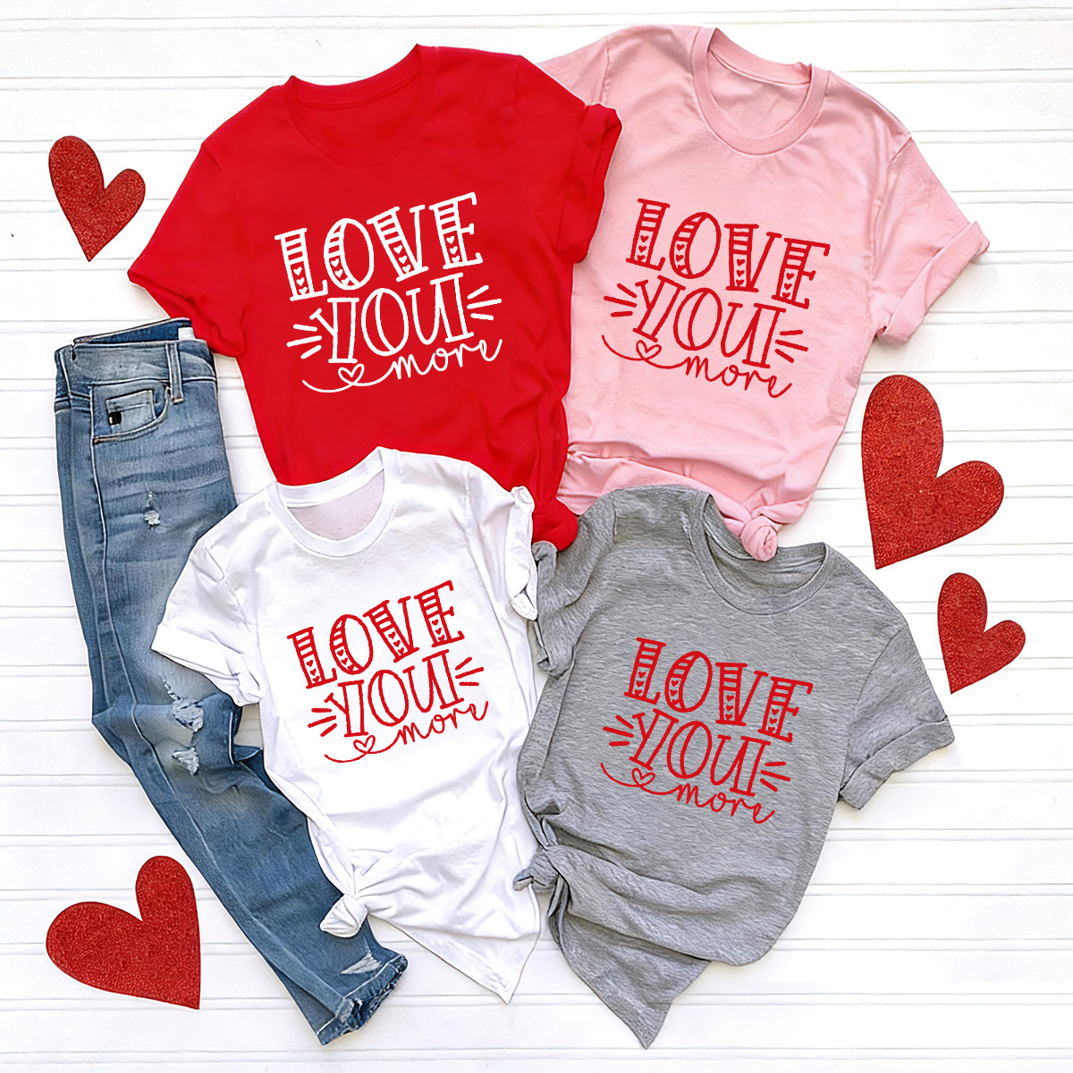 Love You More Valentine's Family Matching Shirts