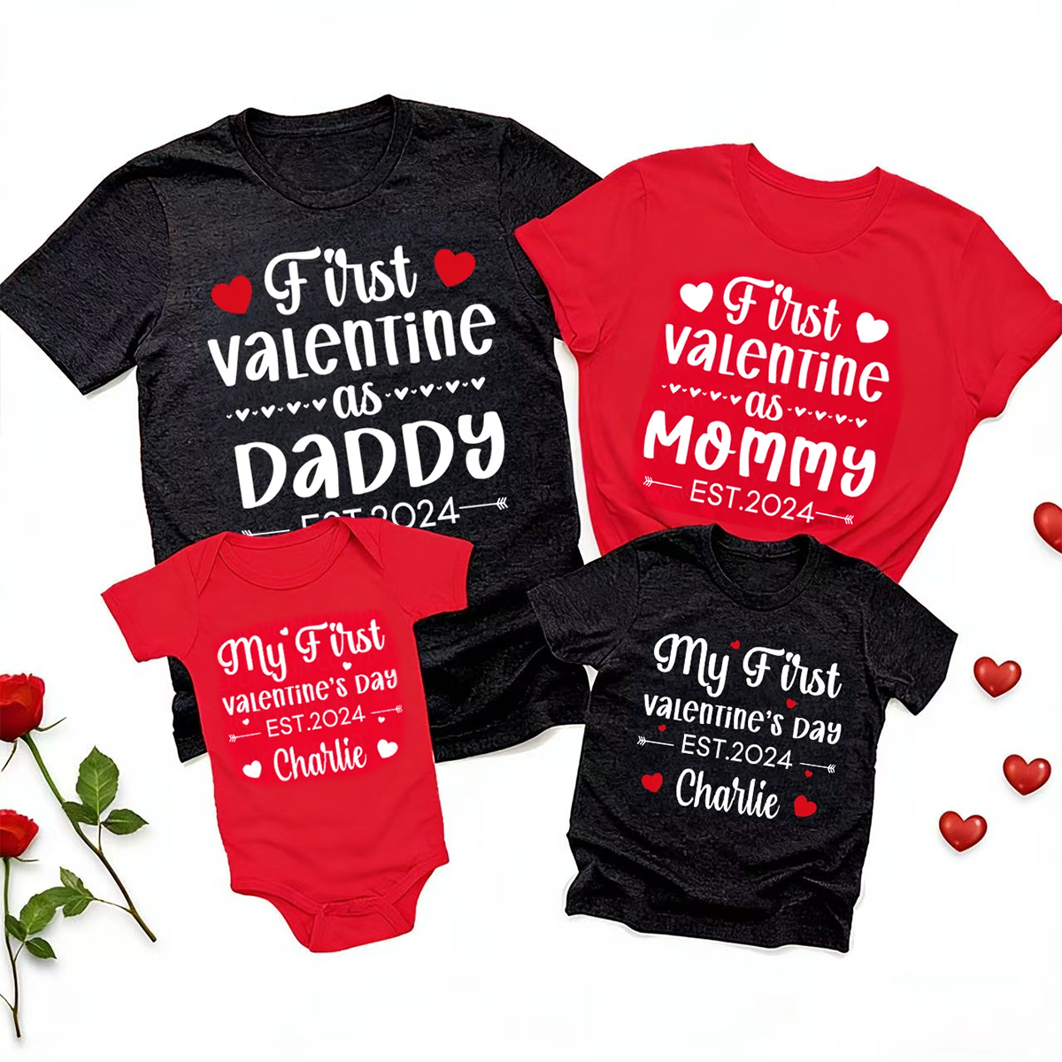 First Time As Valentine's Family Matching Shirts