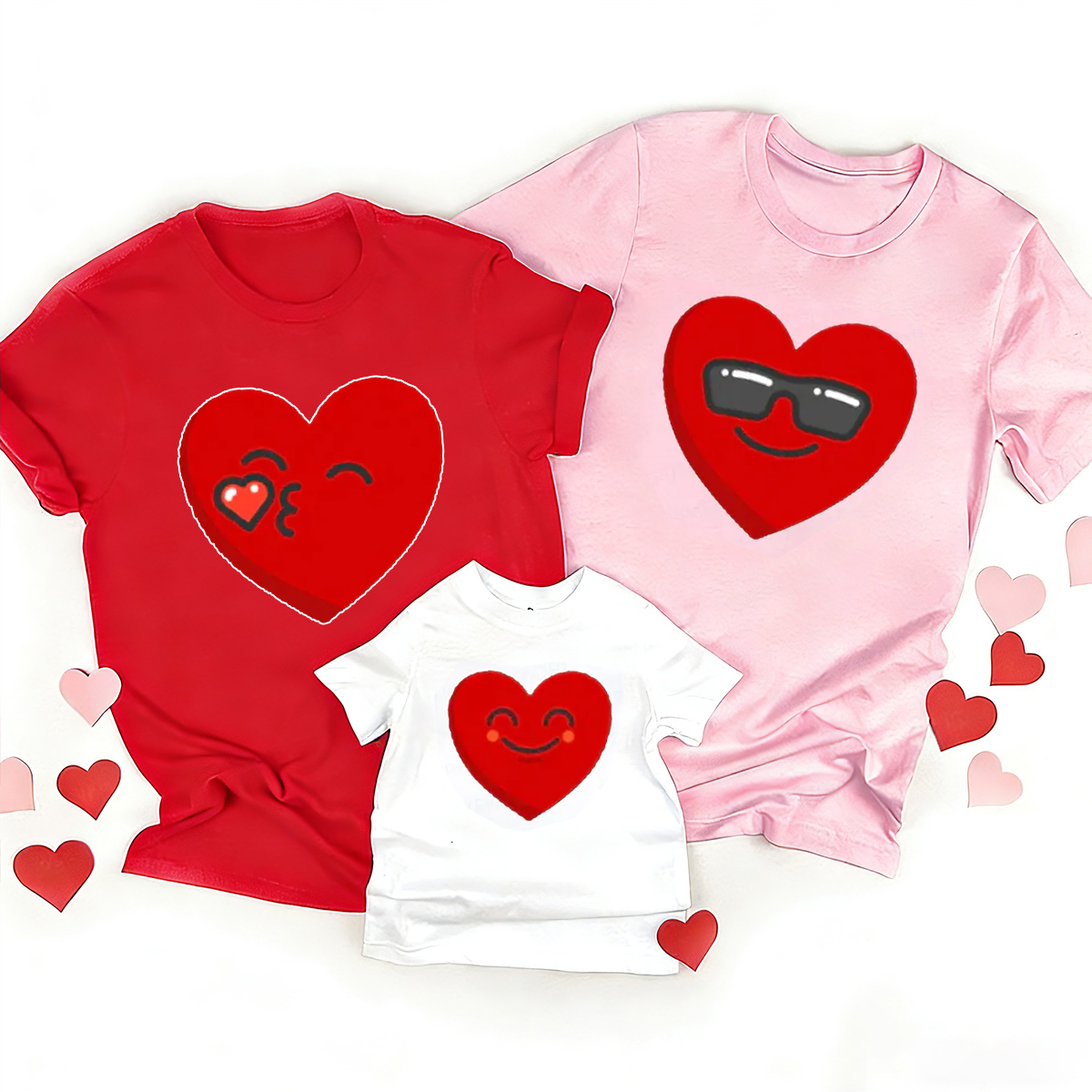Heart Emoji Valentines Family Matching Shirts