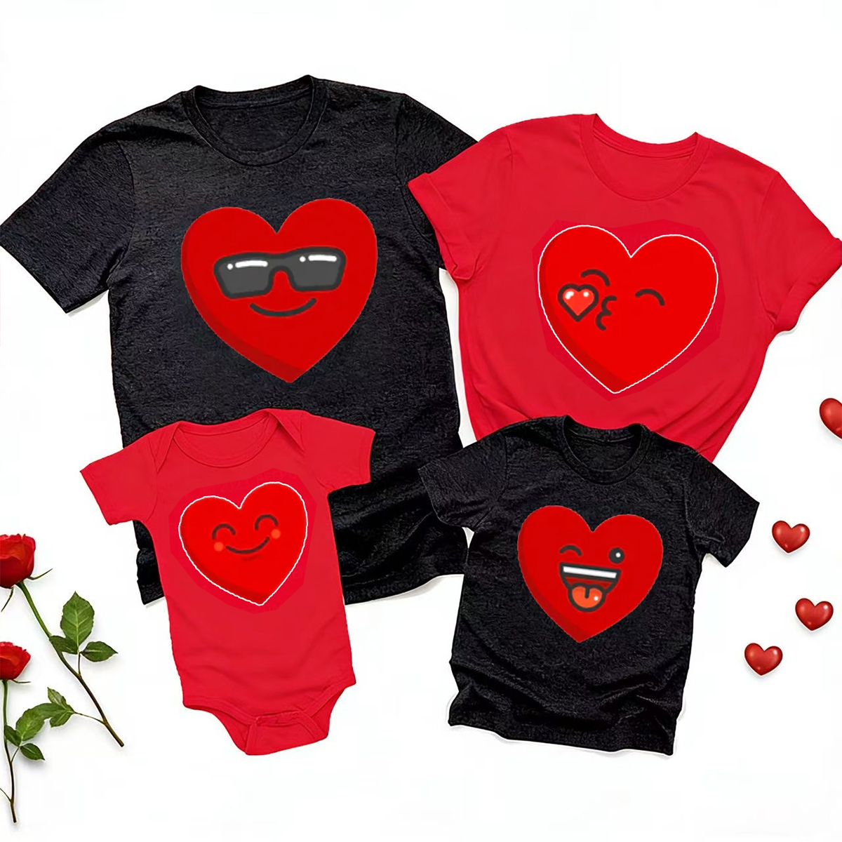 Heart Emoji Valentines Family Matching Shirts