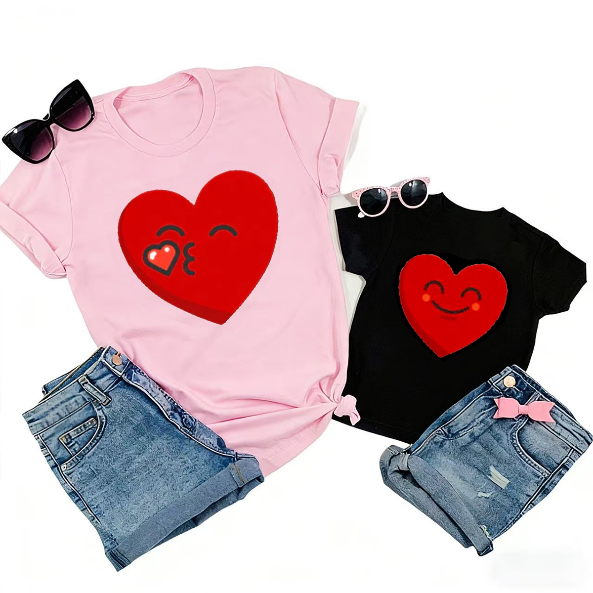 Heart Emoji Valentines Family Matching Shirts