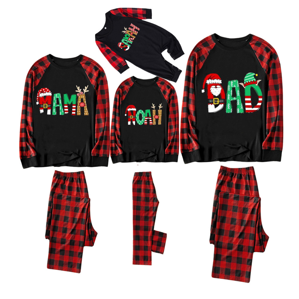 Personalized Cartoon Font Santa Family Matching Pajamas