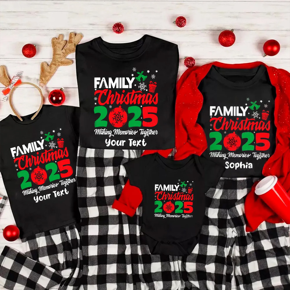 Personalized Christmas 2025 Family Matching T-Shirts