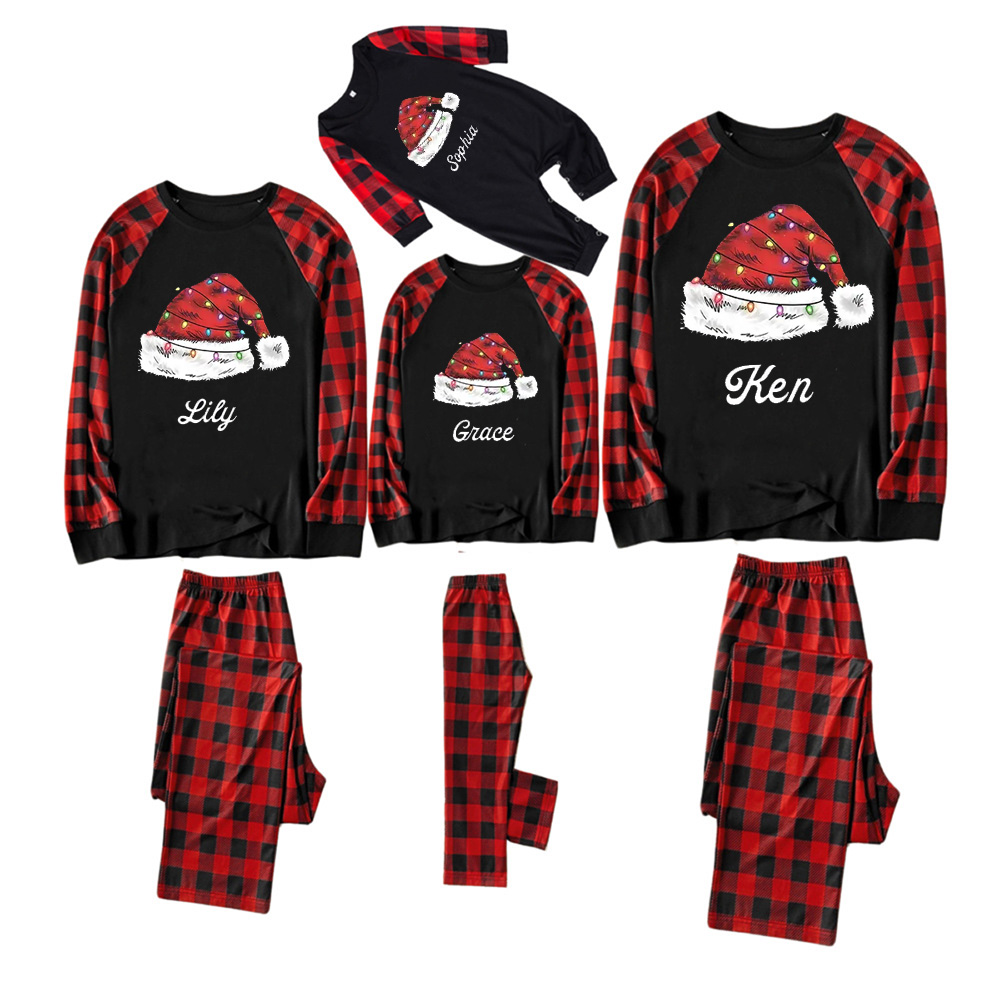 Personalized Merry Christmas Hat Family Matching Pajamas