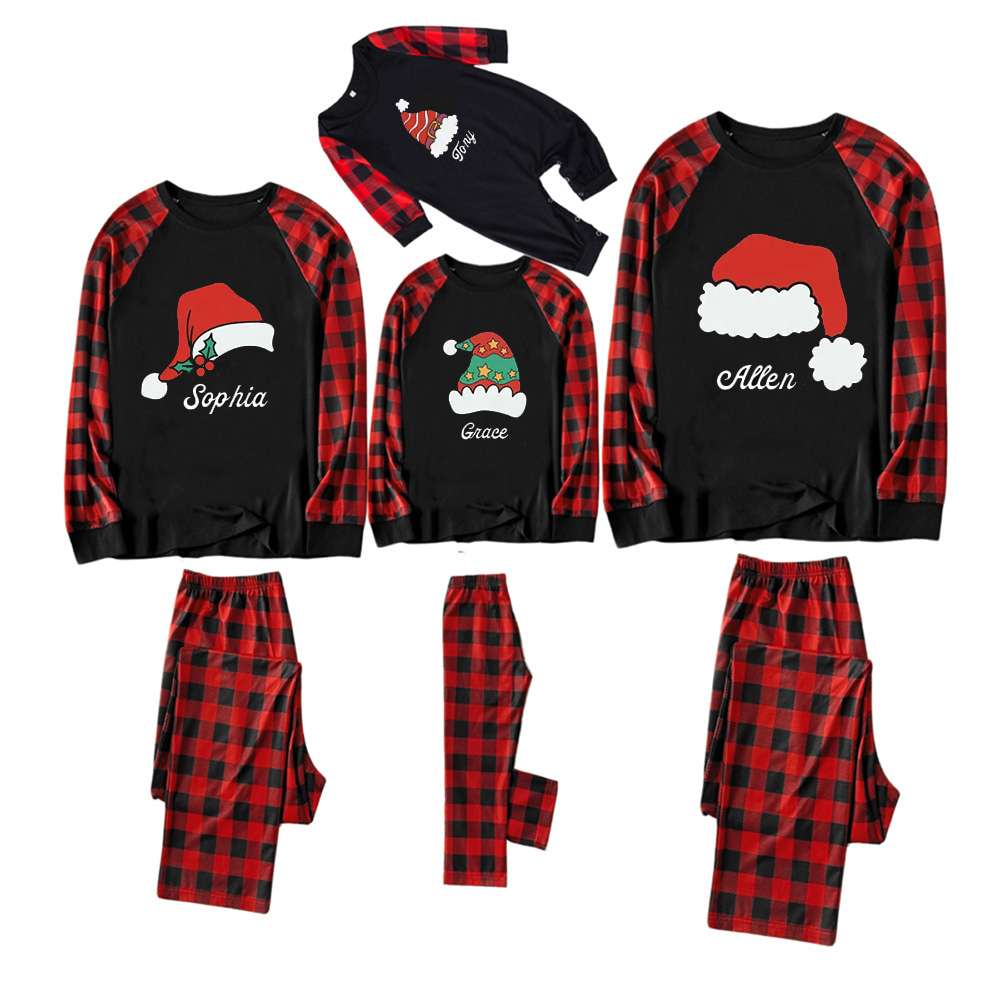 Personalized Santa Hat Christmas Family Matching Pajamas
