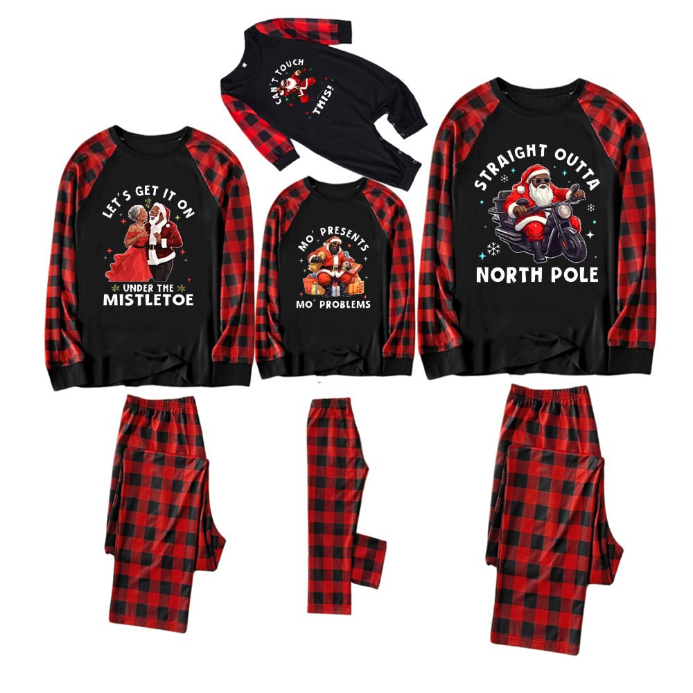 Black Santa Family Christmas Matching Pajamas