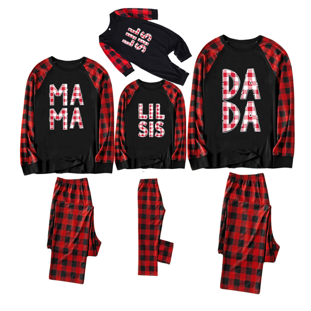 Personalized Christmas Plaid Name Matching Family Pajamas