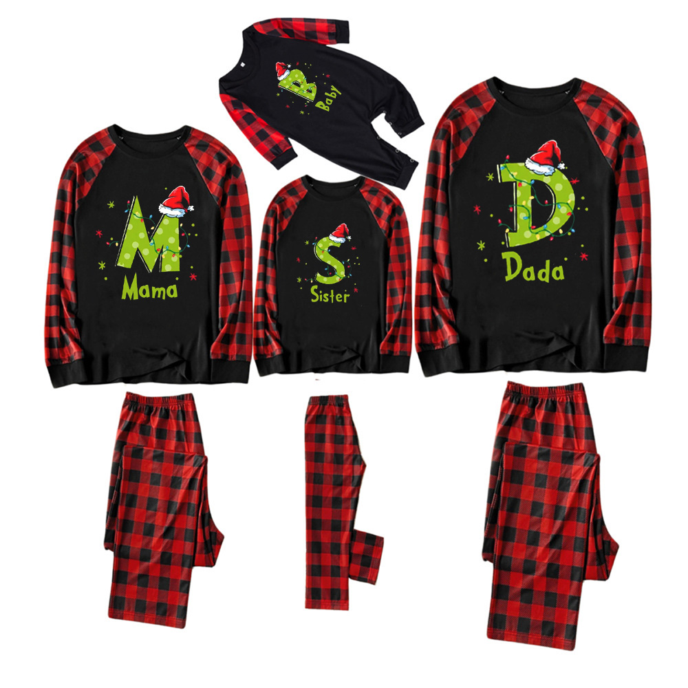 Personalized Festive Alphabet Fun Christmas Family Matching Pajamas