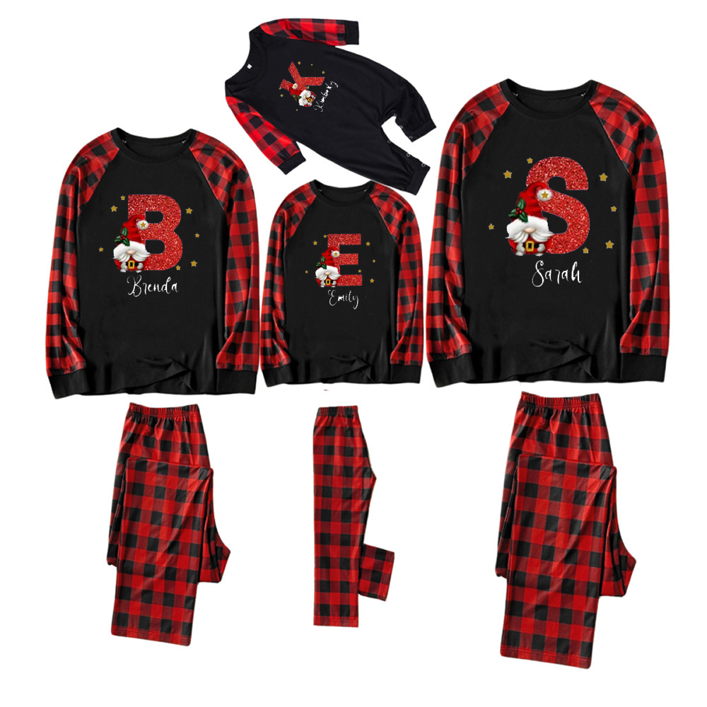 Personalized Christmas Red Name Family Matching Blue Pajamas