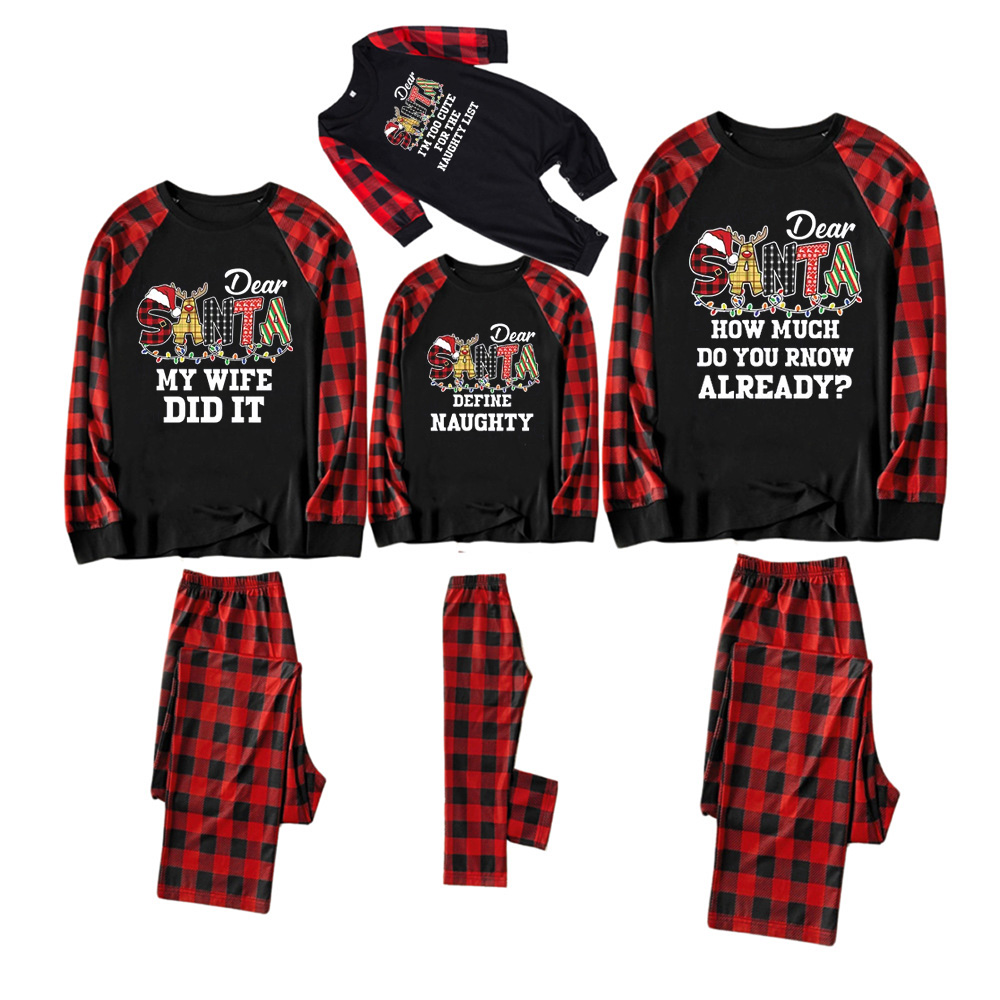 Dear Santa Spelling Design Christmas Matching Pajamas