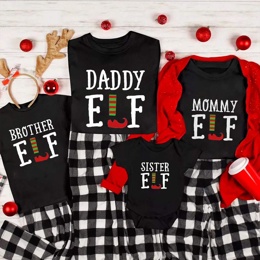 Personalised Christmas ELF Family Matching Tees