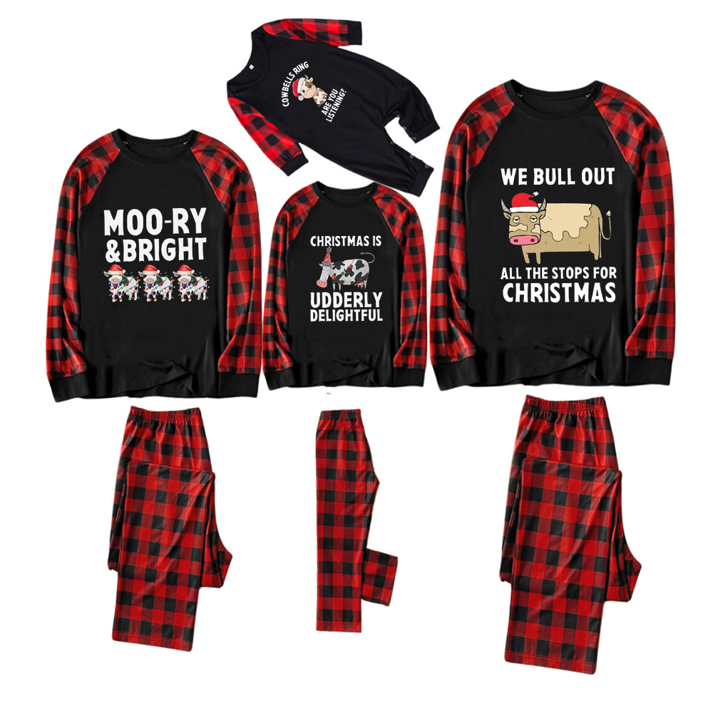 Funny Matching Family Cow Farm Christmas Pajamas