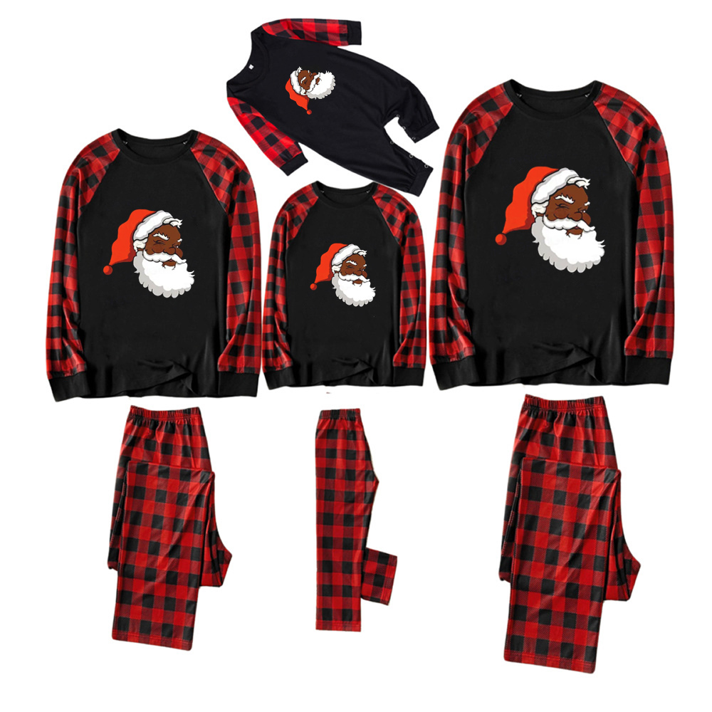 Santa African American Family Matching Christmas Pajamas