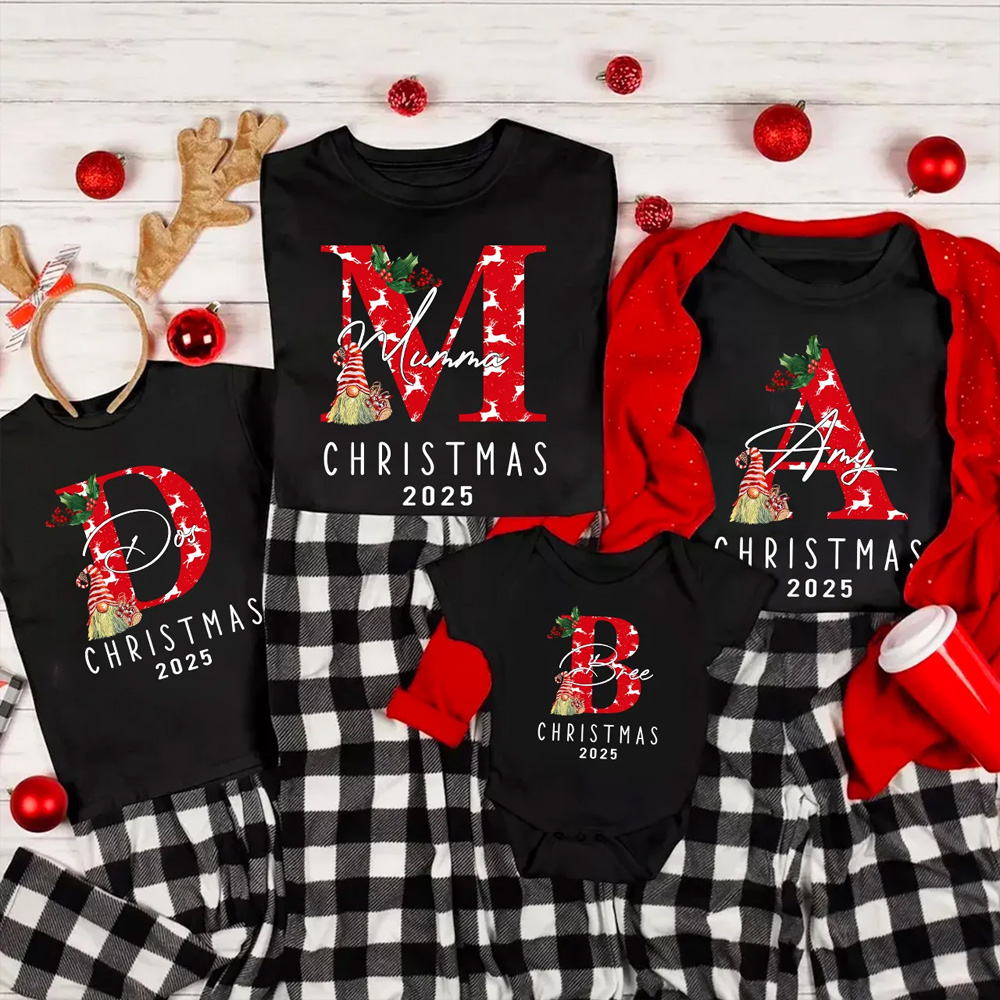 Personalized Monogrammed 2025 Family Christmas Gift Shirt