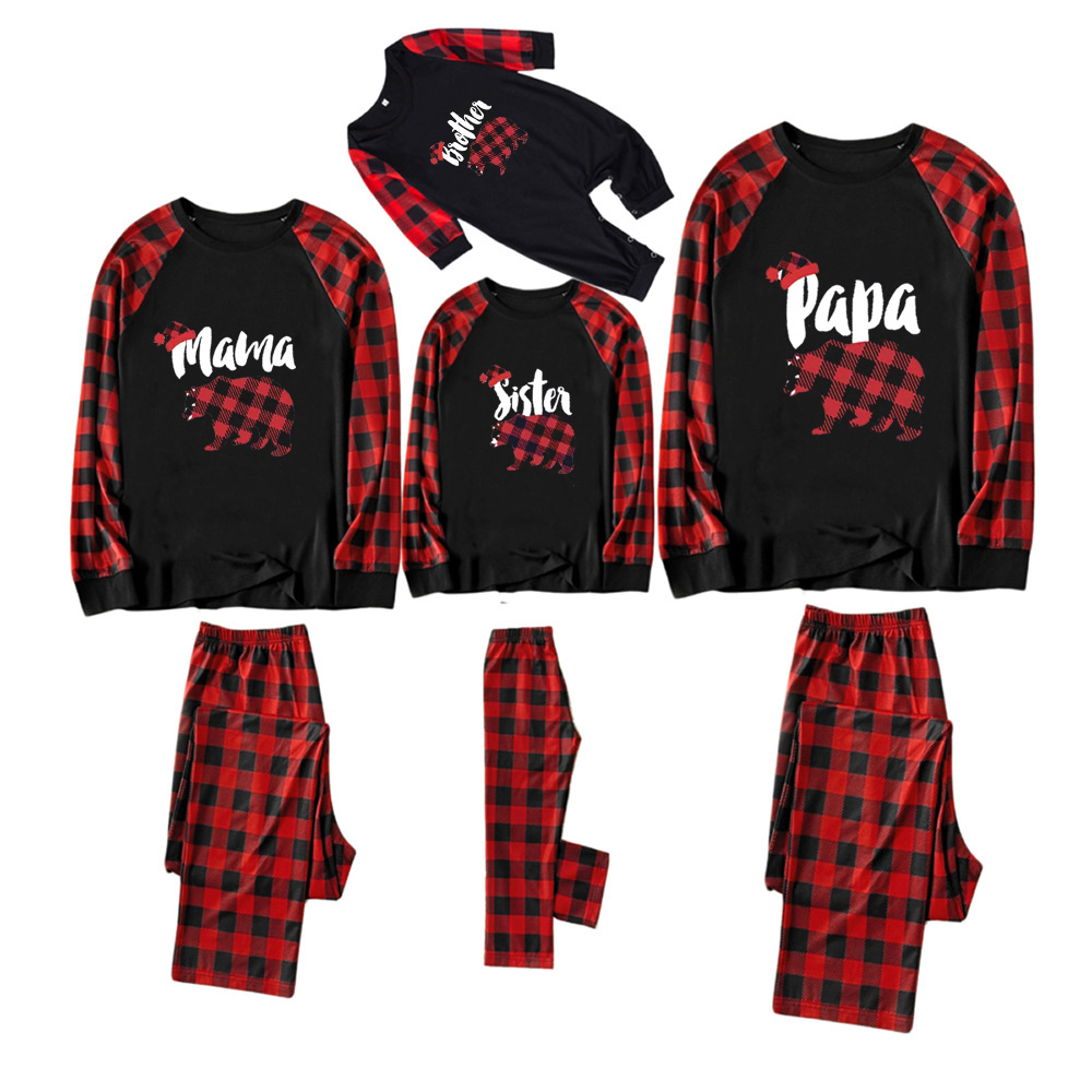 Personalized Plaid Bear Family Matching Pajamas