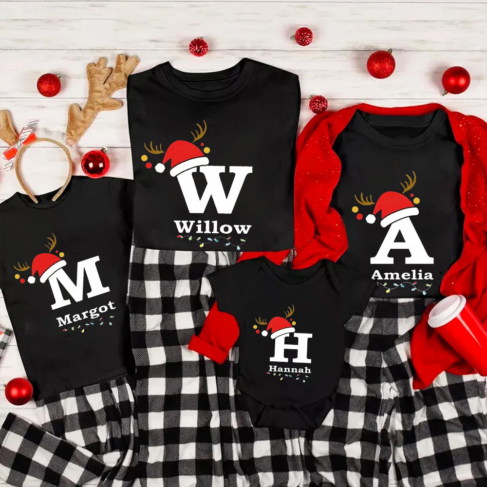 Personalized Christmas Alphabet Family Matching T-Shirts