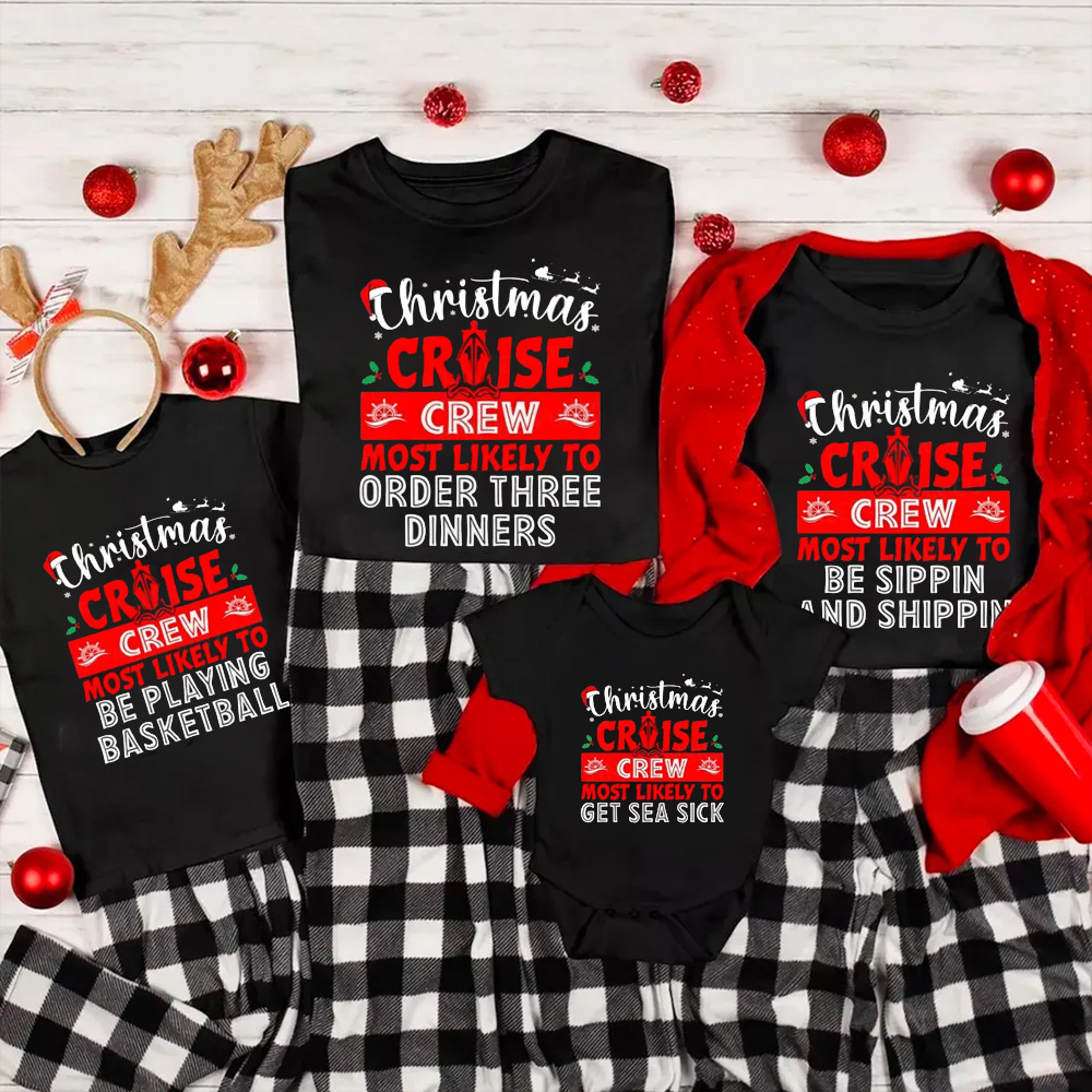Personalized Christmas Cruise Crew Family Matching T-Shirts