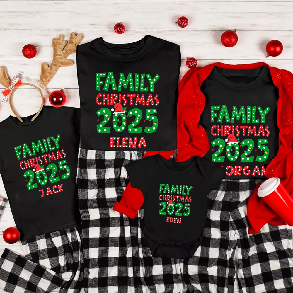Personalized Christmas Neon Family Matching T-Shirts