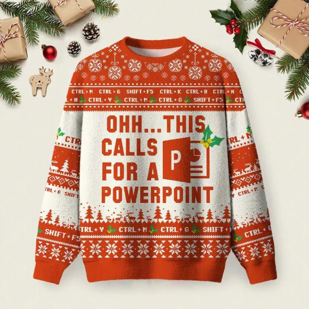 Ohh...This Calls for a Spreadsheet Ugly Christmas Fuzzy Fleece Sweatshirt-PPT