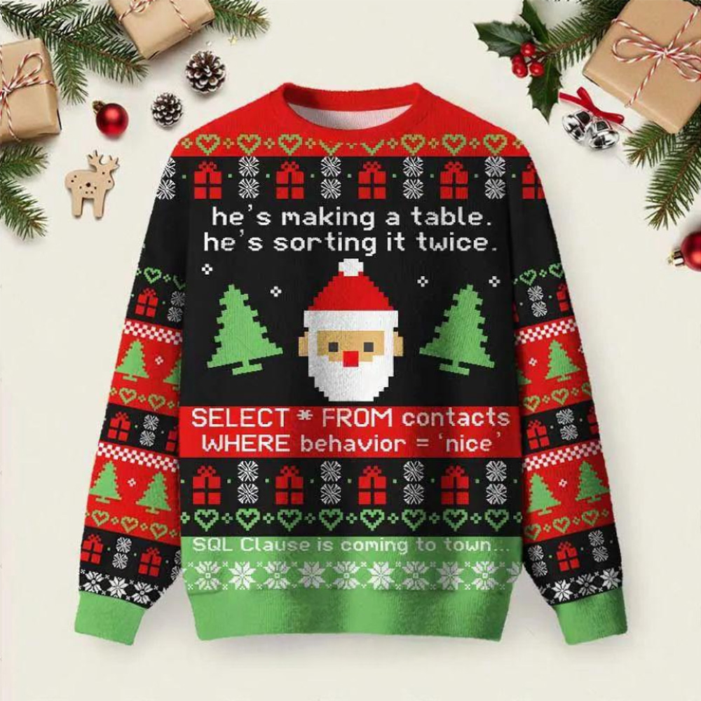 Sql Clause Is Coming to Town Ugly Christmas Fuzzy Fleece Sweatshirt