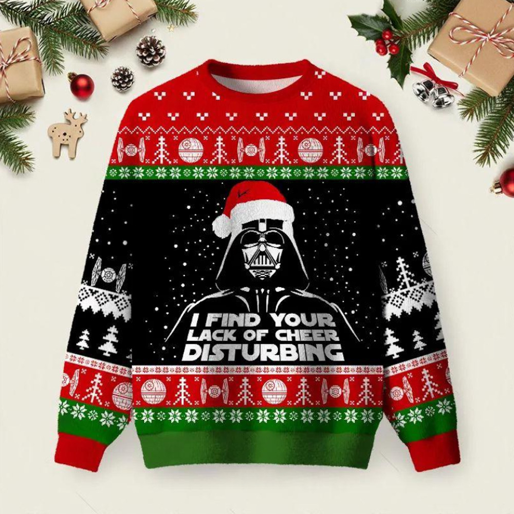 I Find Your Lack Of Cheer Disturbing Black Ugly Christmas Fuzzy Fleece Sweatshirt