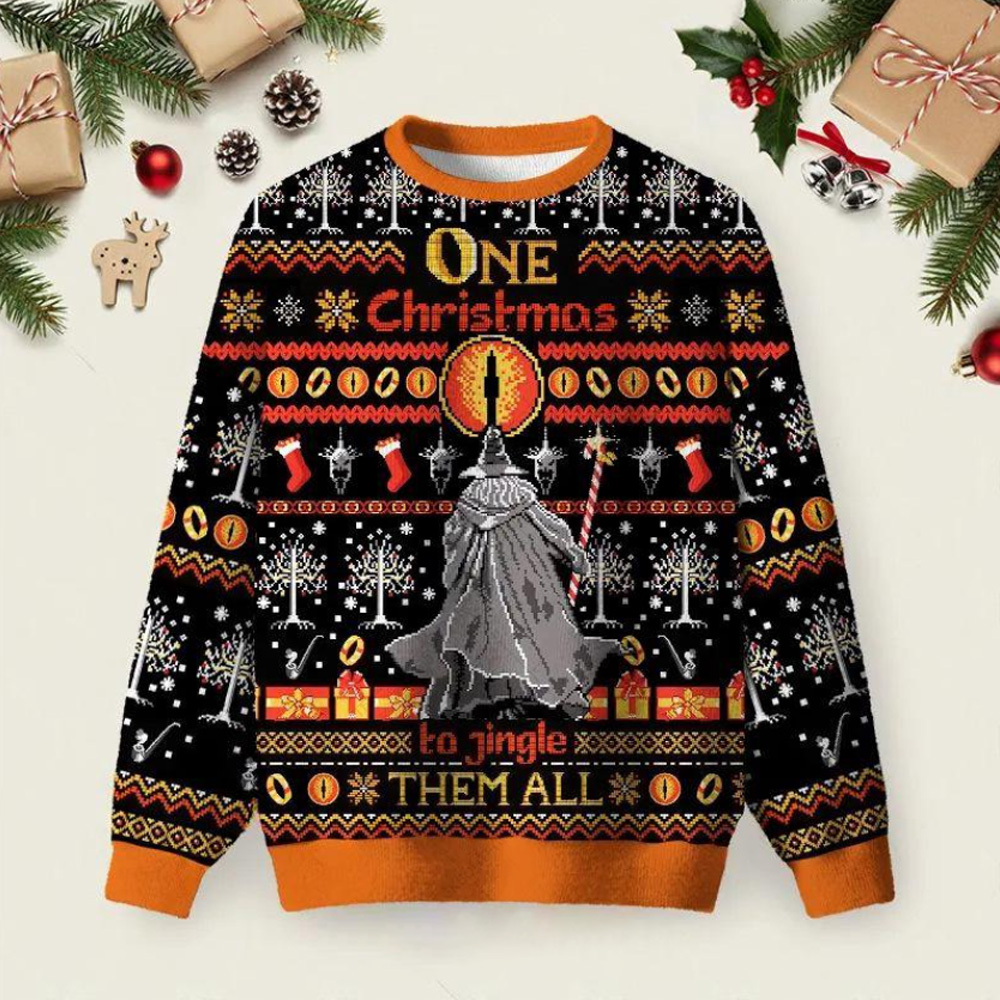 Gandalf Christmas Ugly Christmas Fuzzy Fleece Sweatshirt