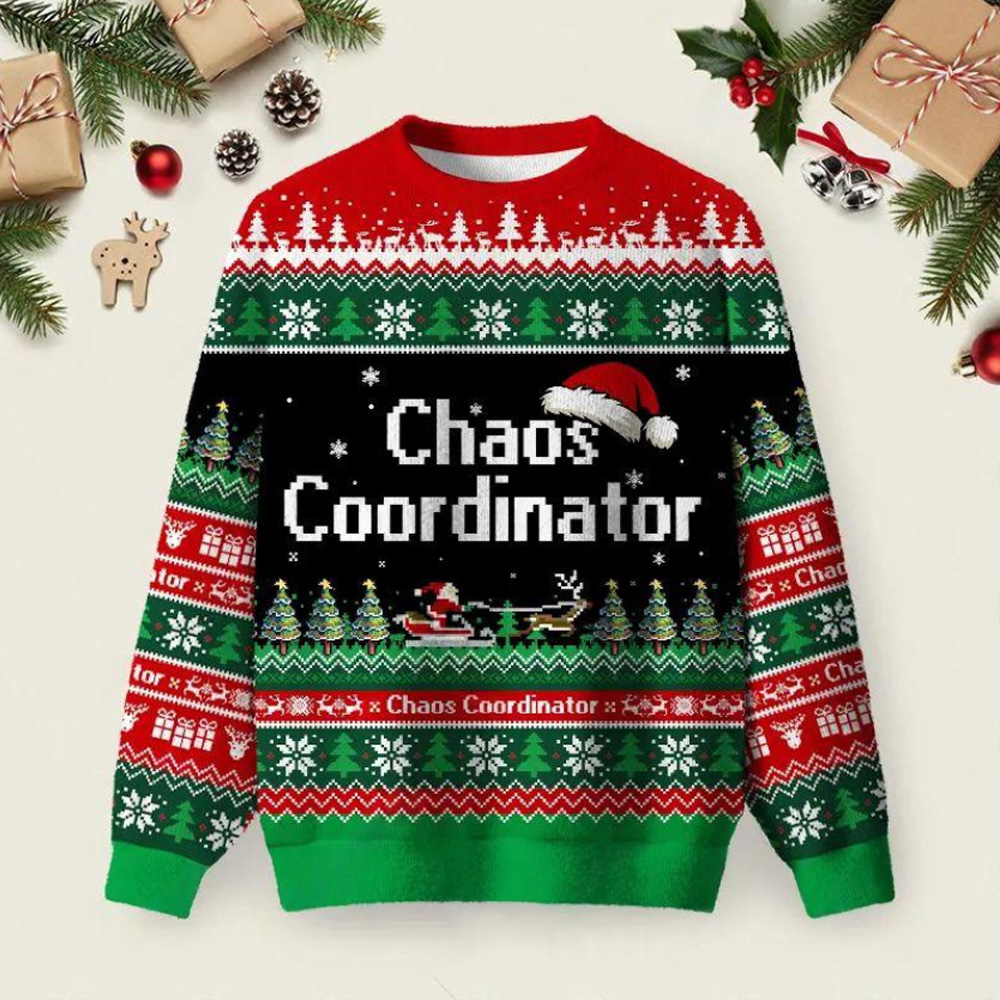 Chaos Coordinator Ugly Christmas Fuzzy Fleece Sweatshirt