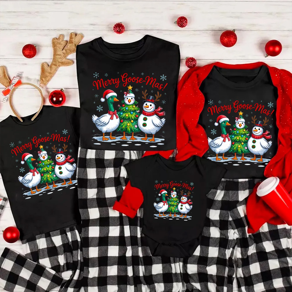 Funny Christmas Goose Christmas Family Matching T-Shirts