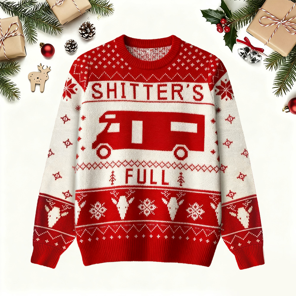 Christmas Vacation Shitter's Full Ugly Christmas Sweater Red