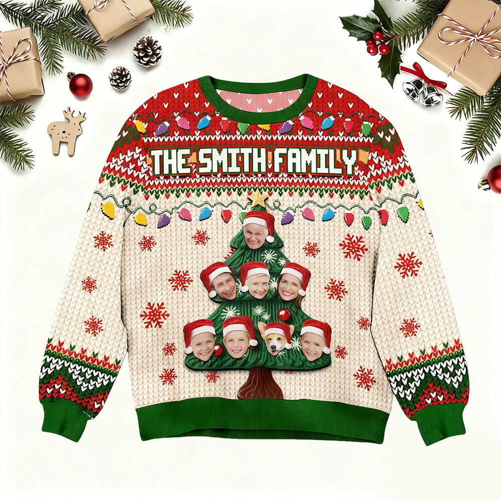 Personalized Family Photo Christmas Ugly Sweater