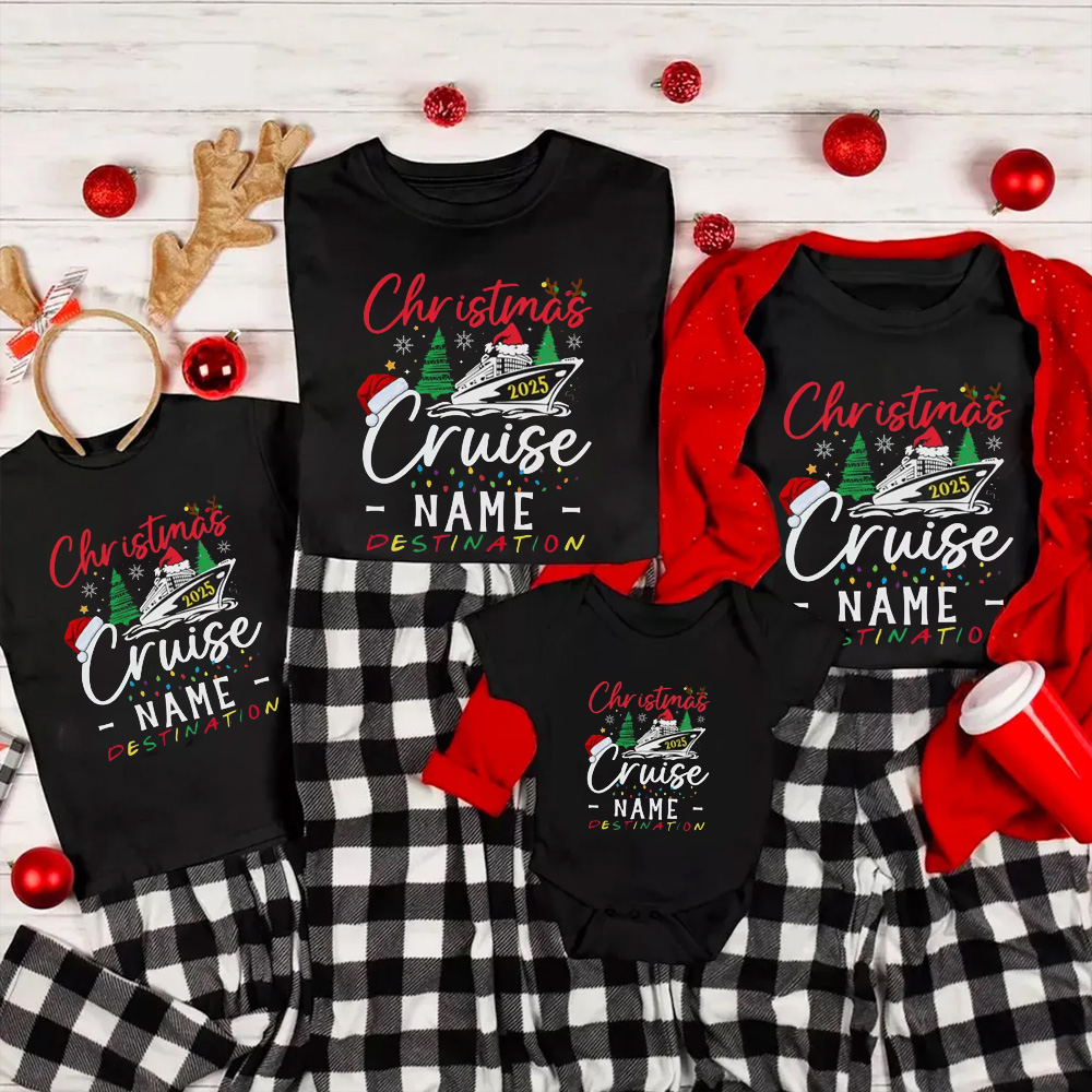 Personalized Christmas Cruise 2025 Family Matching T-Shirts