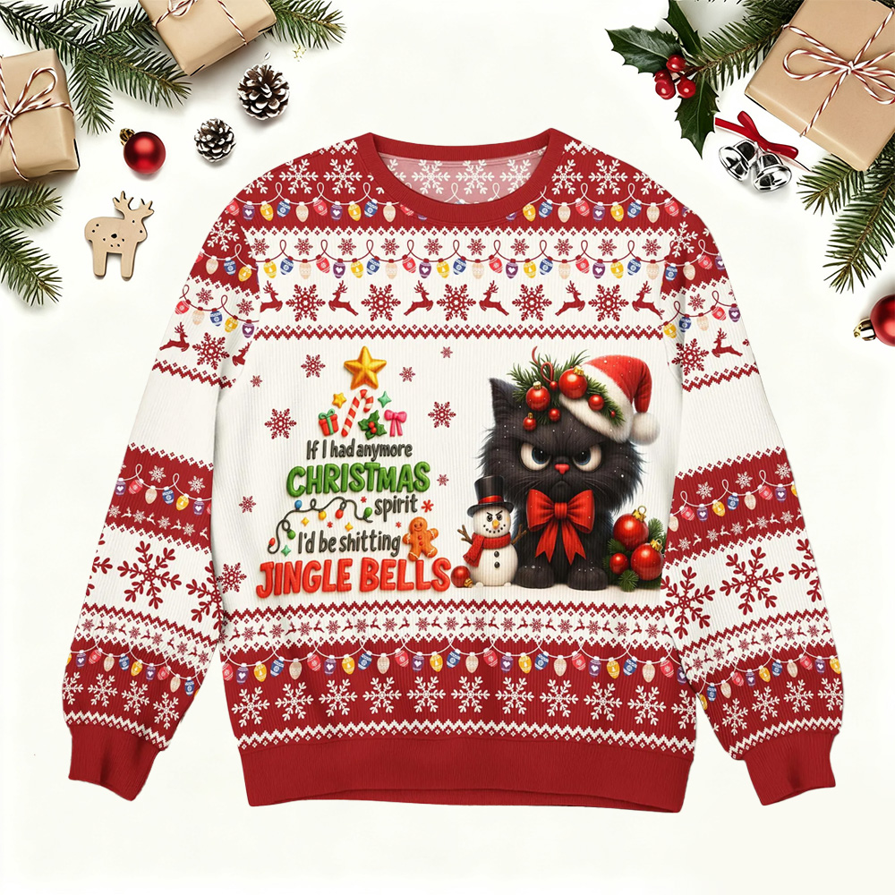 Funny Grumpy Cat Ugly Christmas Sweater Sarcastic Holiday Outfit