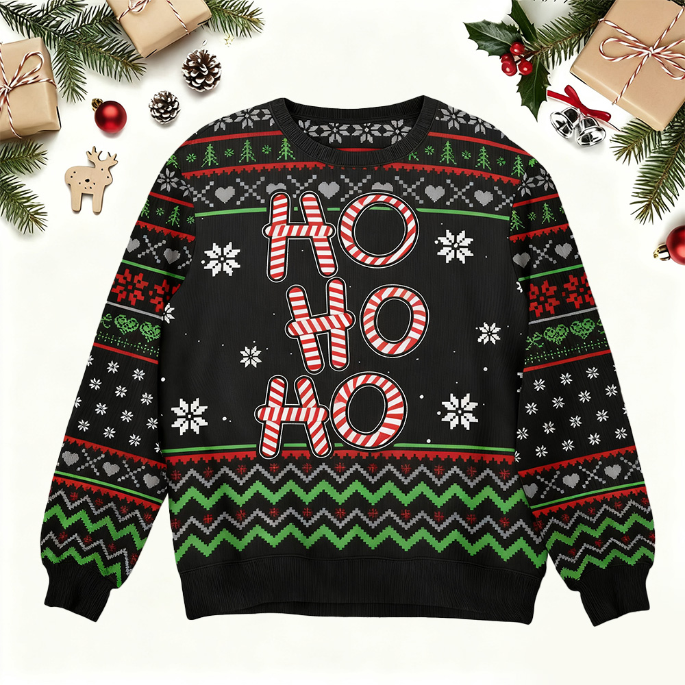 Ho Ho Ho - Personalized Photo Ugly Christmas Sweater
