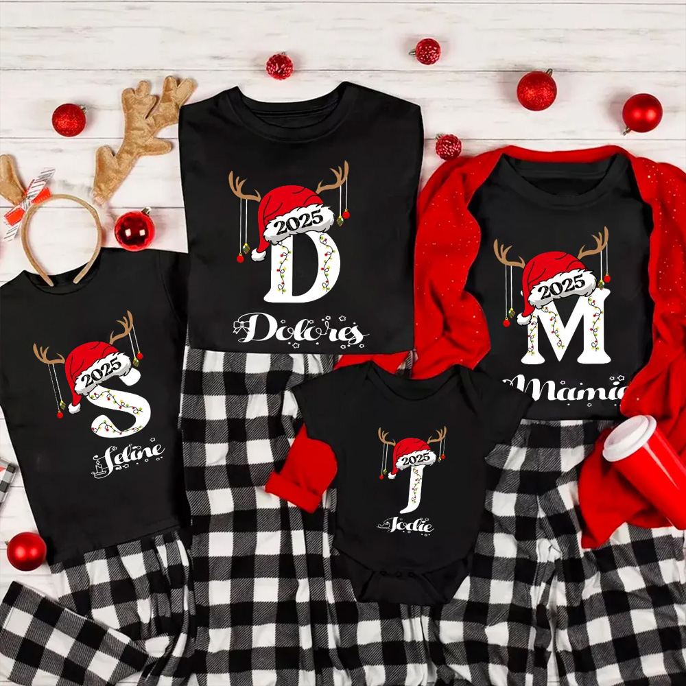 Personalized Name Family Christmas Matching T-shirts